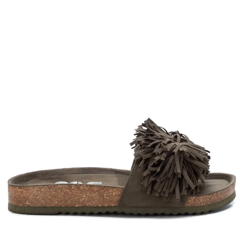 Relaxed Style Deals Women's Suede Flat Sandals In Open Green