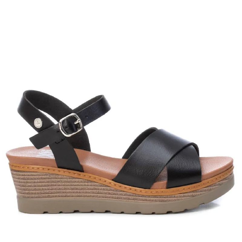 Avant-Garde Style Promotions Women's Wedge Cross Strap Sandals In Black