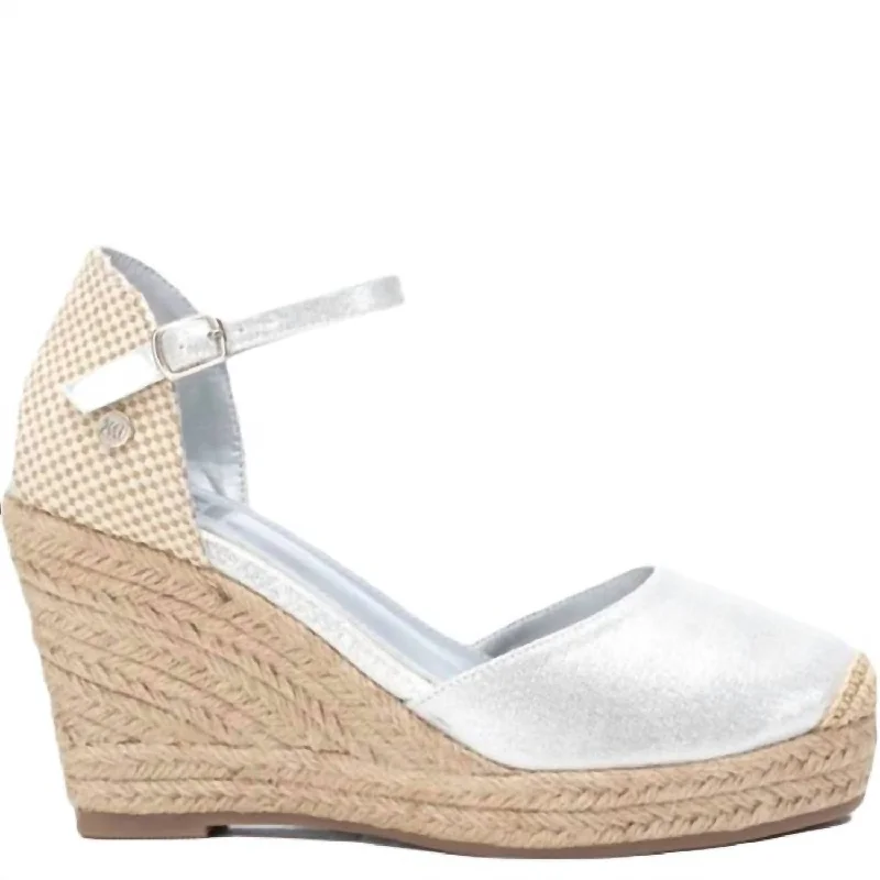 Stylish Deals Women's Wedge Espadrilles In Silver