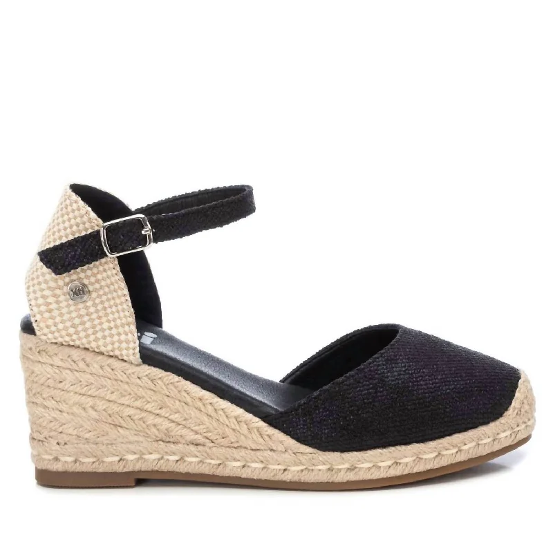 Comfortable Flats Women's Wedge Espadrilles Sandal In Black