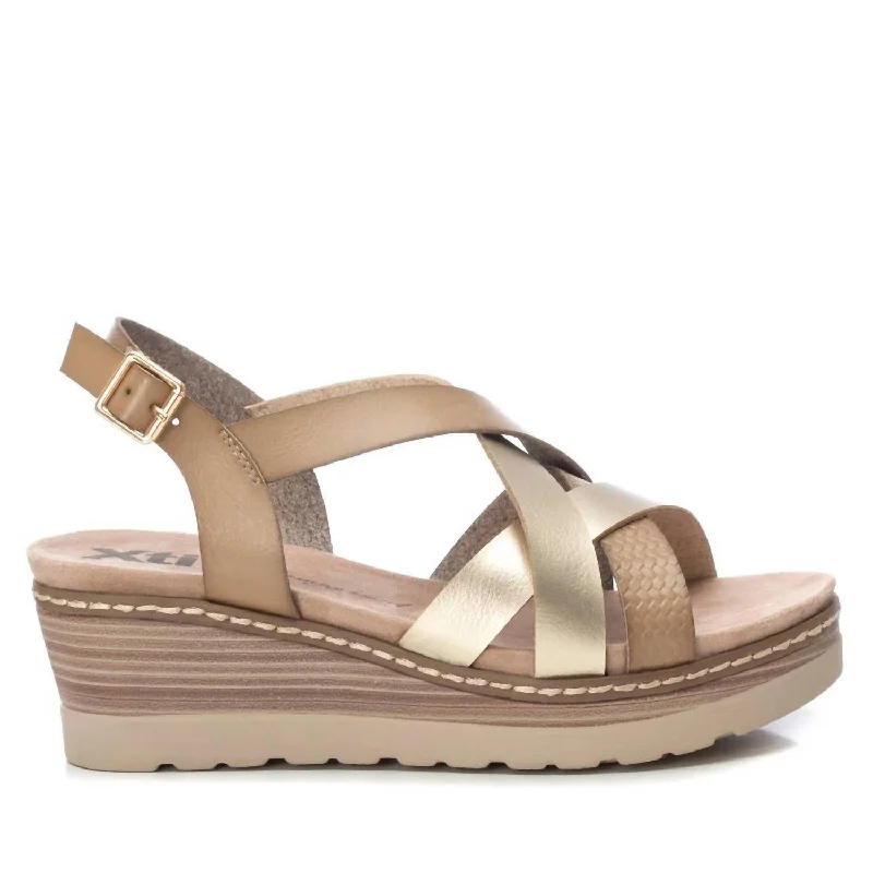 Comfortable Flats Sale Women's Wedge Sandals In Gold