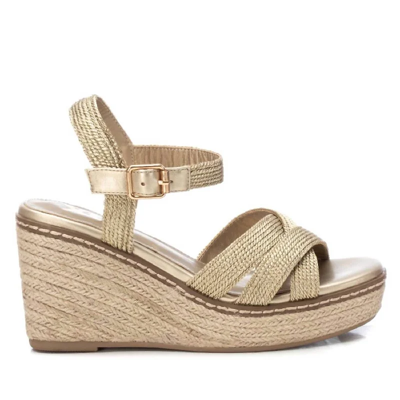 Luxury Shoes Clearance Women's Wedge Sandals In Gold
