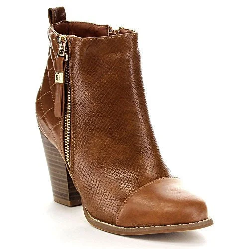 Limited Time Flash Sale Women's Gina-15 Cap Toe Zipped Snake Ankle Chunky Heel Boots Limited Time Flash Sale Women's Gina-15 Cap Toe Zipped Snake Ankle Chunky Heel Boots