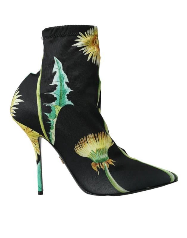 Find Your Unique Flair Dolce & Gabbana Black Floral Jersey Stretch Ankle Boots Women's Shoes Find Your Unique Flair Dolce & Gabbana Black Floral Jersey Stretch Ankle Boots Women's Shoes