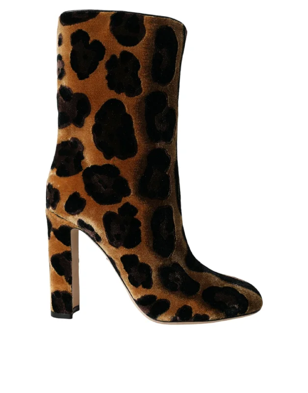 Discount Extravaganza Dolce & Gabbana Brown Giraffe Leather Mid Calf Boots Women's Shoes Discount Extravaganza Dolce & Gabbana Brown Giraffe Leather Mid Calf Boots Women's Shoes