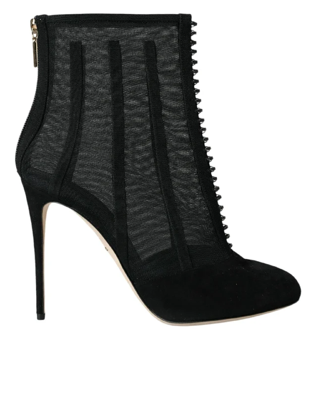 Discover Promotions Dolce & Gabbana Black Mesh Stiletto Heels Ankle Boots Women's Shoes Discover Promotions Dolce & Gabbana Black Mesh Stiletto Heels Ankle Boots Women's Shoes