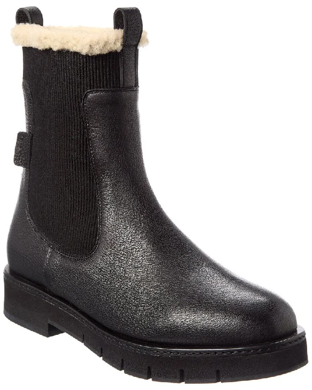 Trendy Pulse Ferragamo Rook F1 Leather & Shearling Boot
