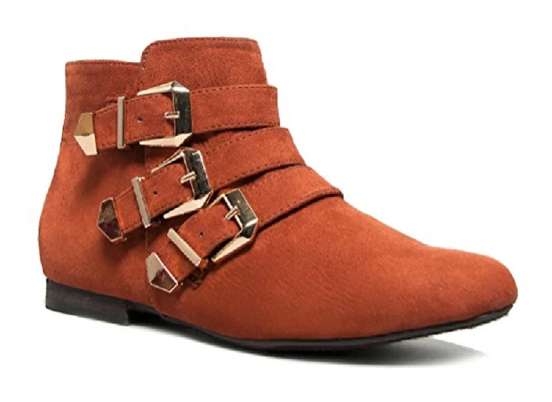 Feminine Luxe Style Sale Women's Astro-11 Triple Buckle Zipper Closure Ankle Boots