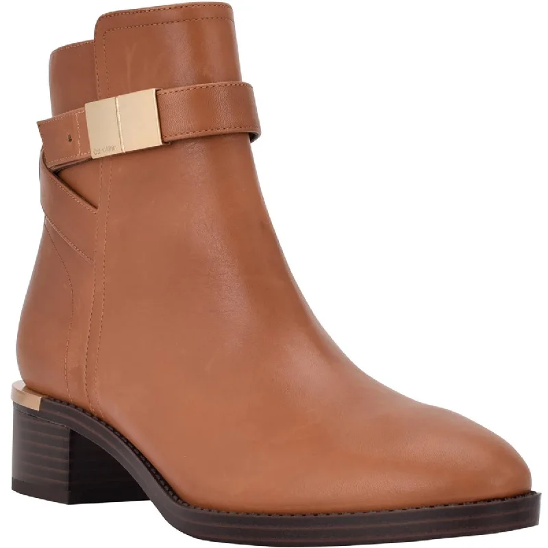 Glamorous Fashion Offers Calvin Klein Womens Dwayne Leather Ankle Booties
