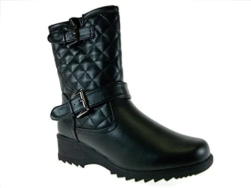Flirty Fashion Discounts Women's Canada-04 Quilt Lined Calf High Winter Boots