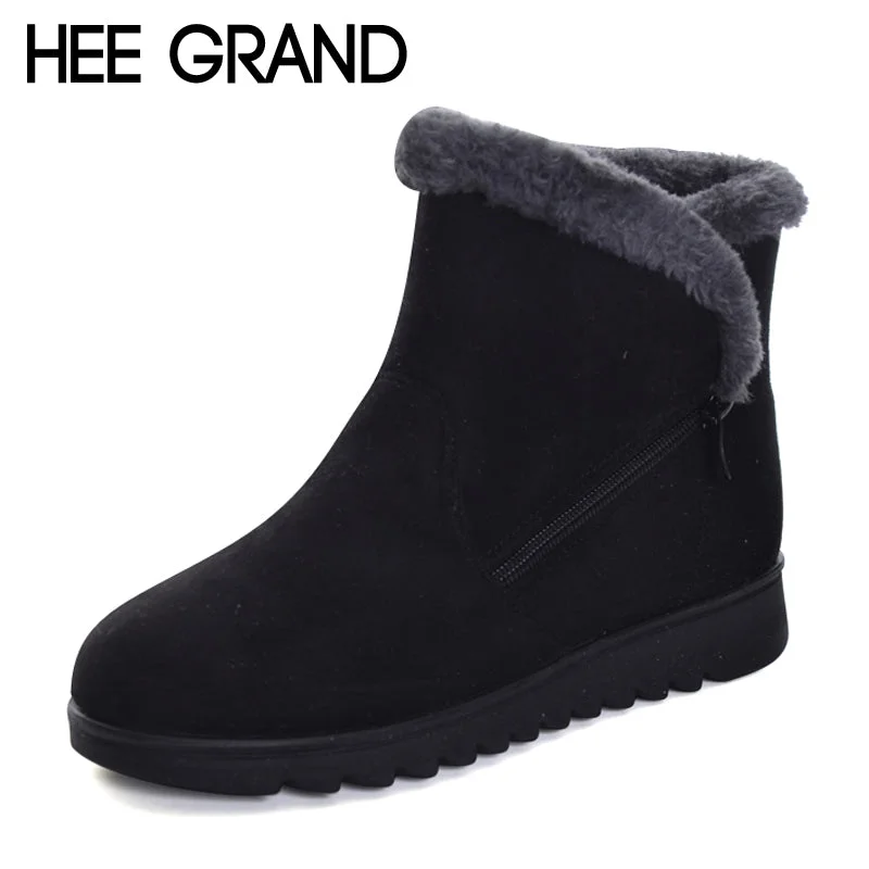 Cozy Indoor Slippers Deals HEE GRAND Faux Fur Solid Ankle Boots
