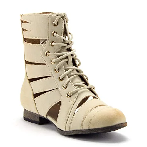 Classic Modern Offers Women's Tosca-124A Tall Calf High Lace Up Cut Out Strappy Military Dress Boots Classic Modern Offers Women's Tosca-124A Tall Calf High Lace Up Cut Out Strappy Military Dress Boots