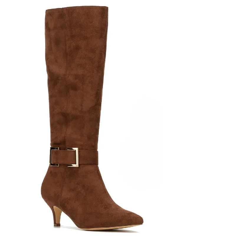 Casual Chic Deals New York & Company Womens Paula Pointed Toe Kitten Knee-High Boots Casual Chic Deals New York & Company Womens Paula Pointed Toe Kitten Knee-High Boots