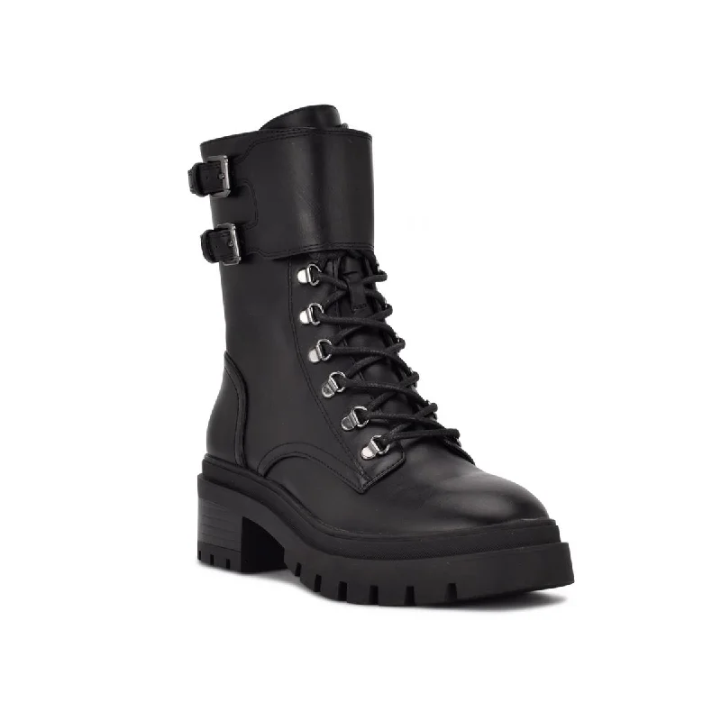 Flash Sale Online Nine West Womens Halima 3 Faux Leather Lug Sole Combat & Lace-up Boots
