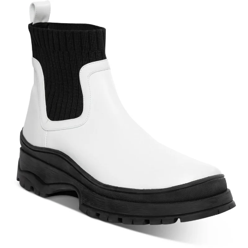 New Styles Just In STAUD Womens Bow Leather Lugged Sole Ankle Boots