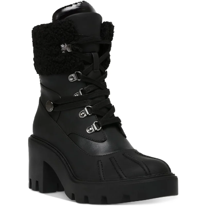 Seasonal Picks Steve Madden Womens Northern Faux Fur Lug Sole Combat & Lace-up Boots
