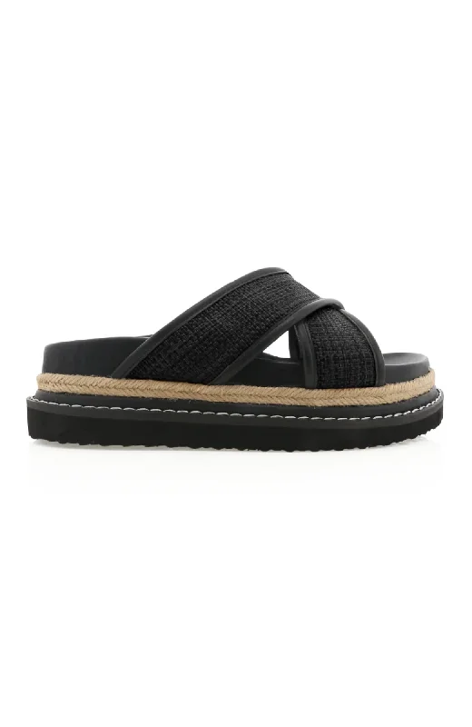 Non-Slip Shoes Aysha Sandal Black Raffia
