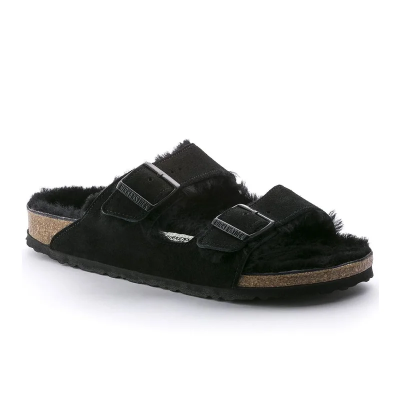 Durable Dress Shoes Promotion Birkenstock Arizona Slide Sandal (Women) - Black Suede/Black Shearling Durable Dress Shoes Promotion Birkenstock Arizona Slide Sandal (Women) - Black Suede/Black Shearling