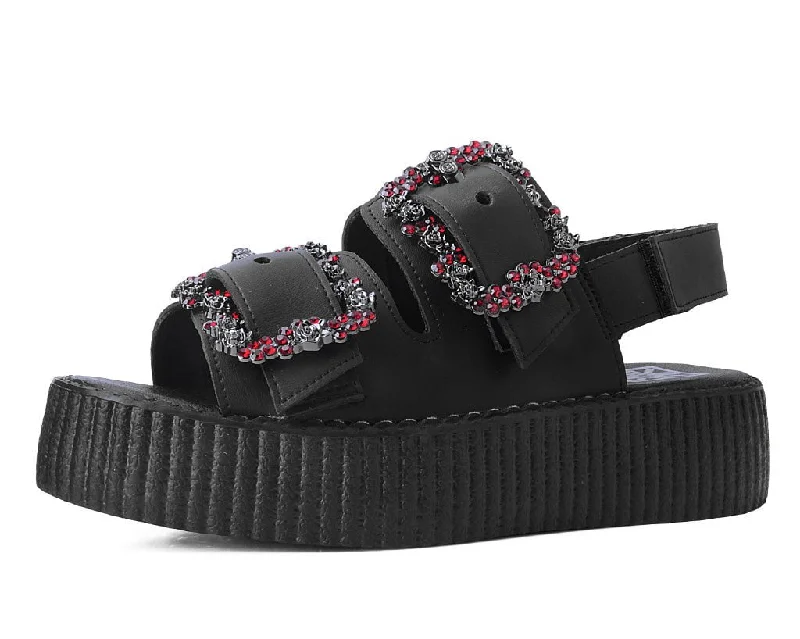 Valentine's Special Black TUKskin™ 2-Buckle Diamond Sandal
