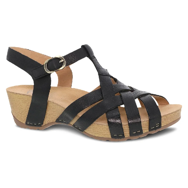 Everyday Fashion Shoes Dansko Tinley Sandal in Tan & Black Milled Burnished Leathr Everyday Fashion Shoes Dansko Tinley Sandal in Tan & Black Milled Burnished Leathr
