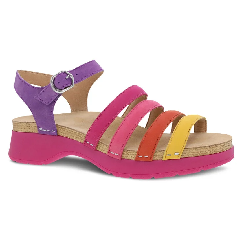 Modern Casual Shoes Dansko Roxie in Multi Milled Nubuck Leather & Yellow & Black Nappa Leather