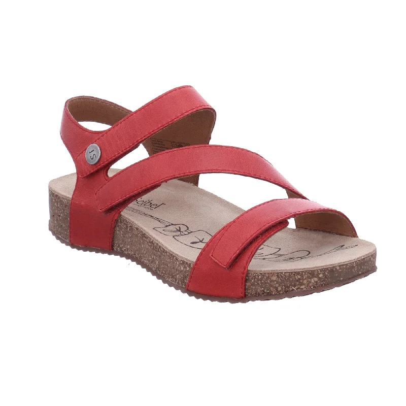 Sleek Versatile Footwear Josef Seibel Tonga 25 Sandal in Camel, White & Red