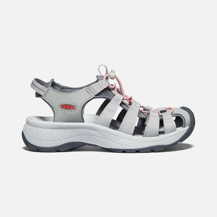 Comfortable Work Shoes Keen Women's Astoria West Sandal in Grey/Coral