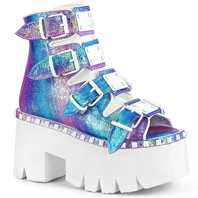 Comfortable Urban Shoes Demonia ASHES-70 | Purple Iridescent Vegan Leather Sandals