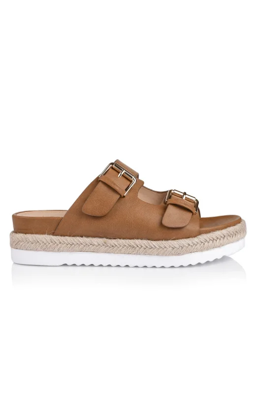 Comfortable Flat Feet Shoes Denmark Chunky Slide Tan Softee