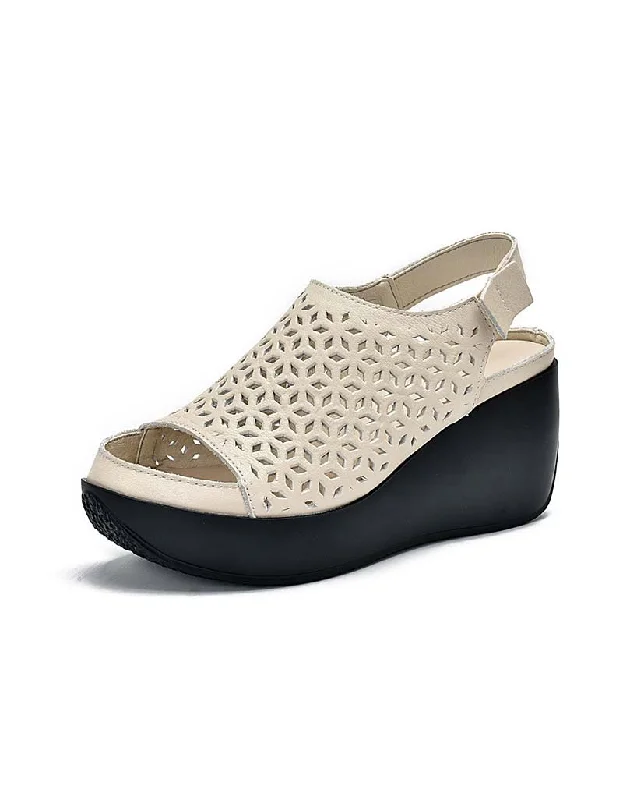 Durable Fashion Picks Summer Hollow Retro Slingback Wedges Sandals
