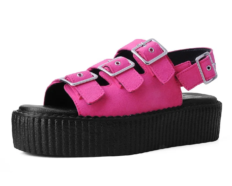 Exclusive Discount Magenta Faux Suede 3-Buckle Mondo Sandal