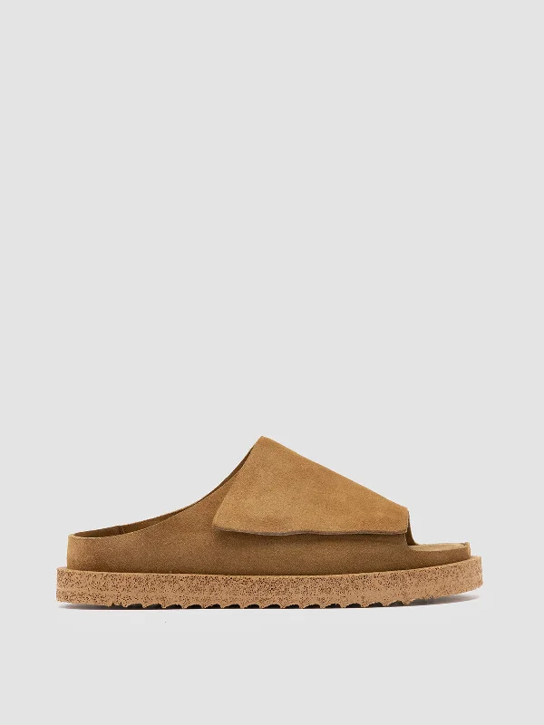 Fashion Forward Femininity SANDS 106 - Brown Suede Slide Sandals
