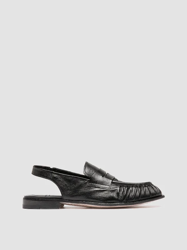 Limited Styles SOLITUDE 102 - Black Leather Slingback Sandals