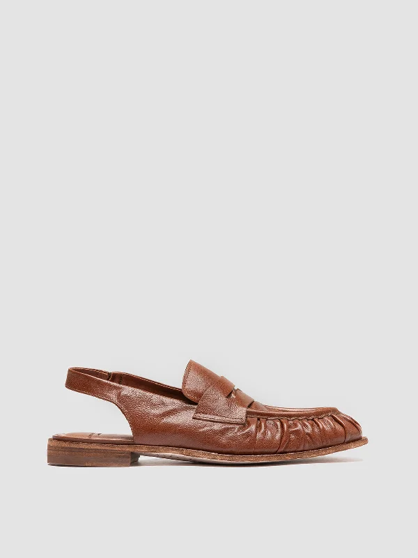 End Of Season Sale SOLITUDE 102 - Brown Leather Slingback Sandals