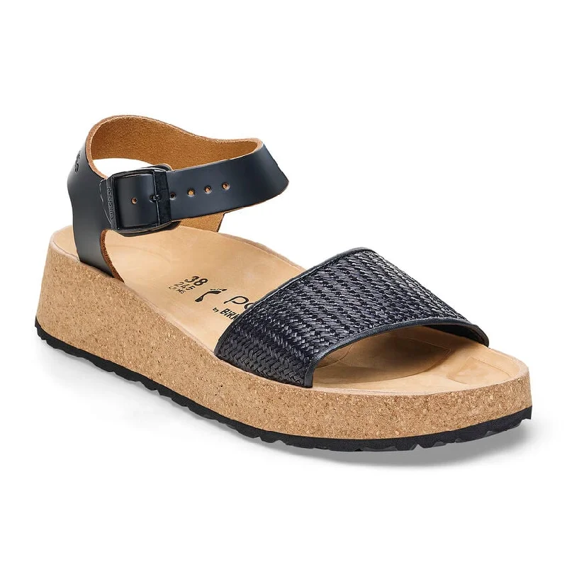 Fashionable Casual Loafers Papillio by Birkenstock Glenda Black Raffia Leather Sandal Fashionable Casual Loafers Papillio by Birkenstock Glenda Black Raffia Leather Sandal