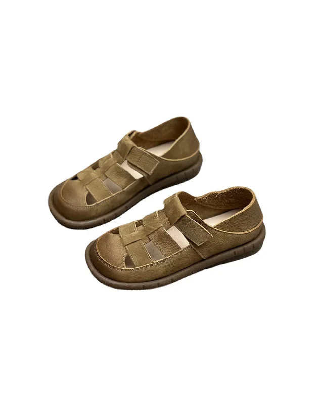 Big Savings Wide Toe Box Comfortable Leather Retro Flat Sandals