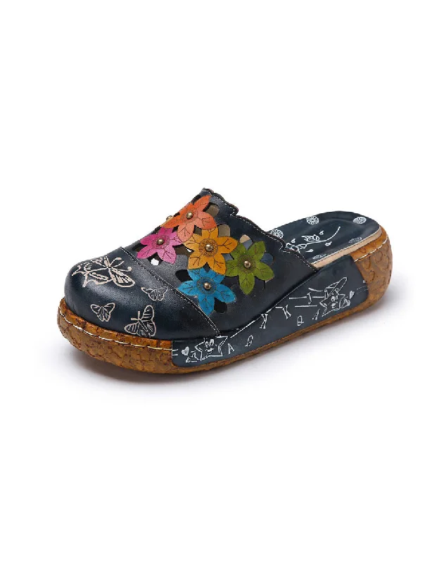 Fashion-Forward Ethnic Style Flower Retro Platform Slippers (35-42)