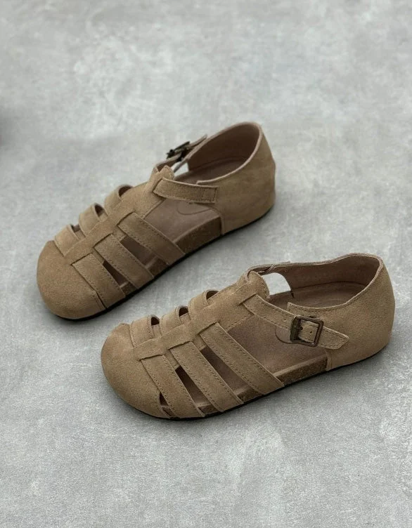 Valentine's Special Handmade Retro Suede Summer Flat Sandals