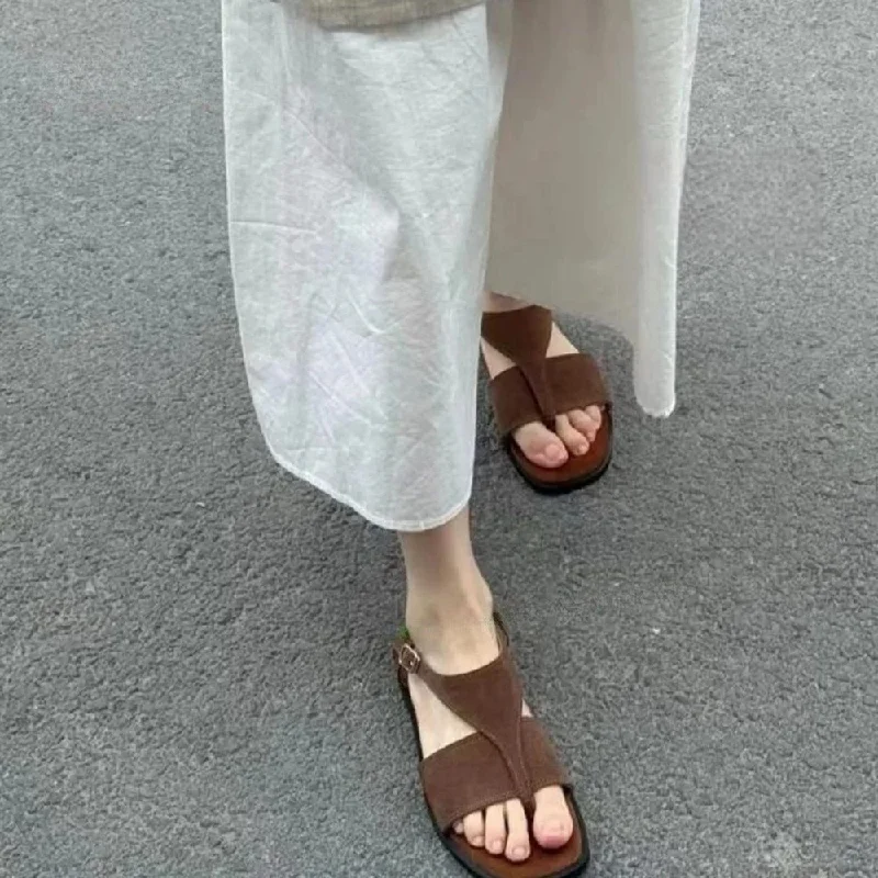 Seasonal Sale Women's Summer Casual Clip Toe T-strap Slingback Low Heel Sandals