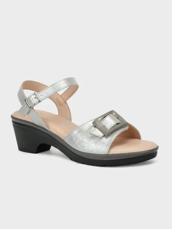 Fresh Styles, Fresh Deals Women's "TRUONG" Shimmer Block Heel Sandals
